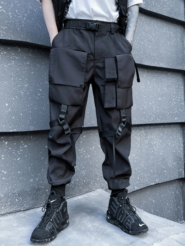 Techwear pants with straps