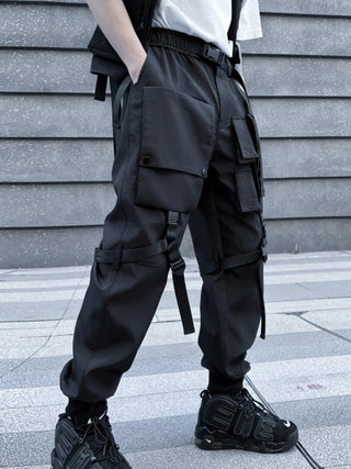 Techwear pants with straps