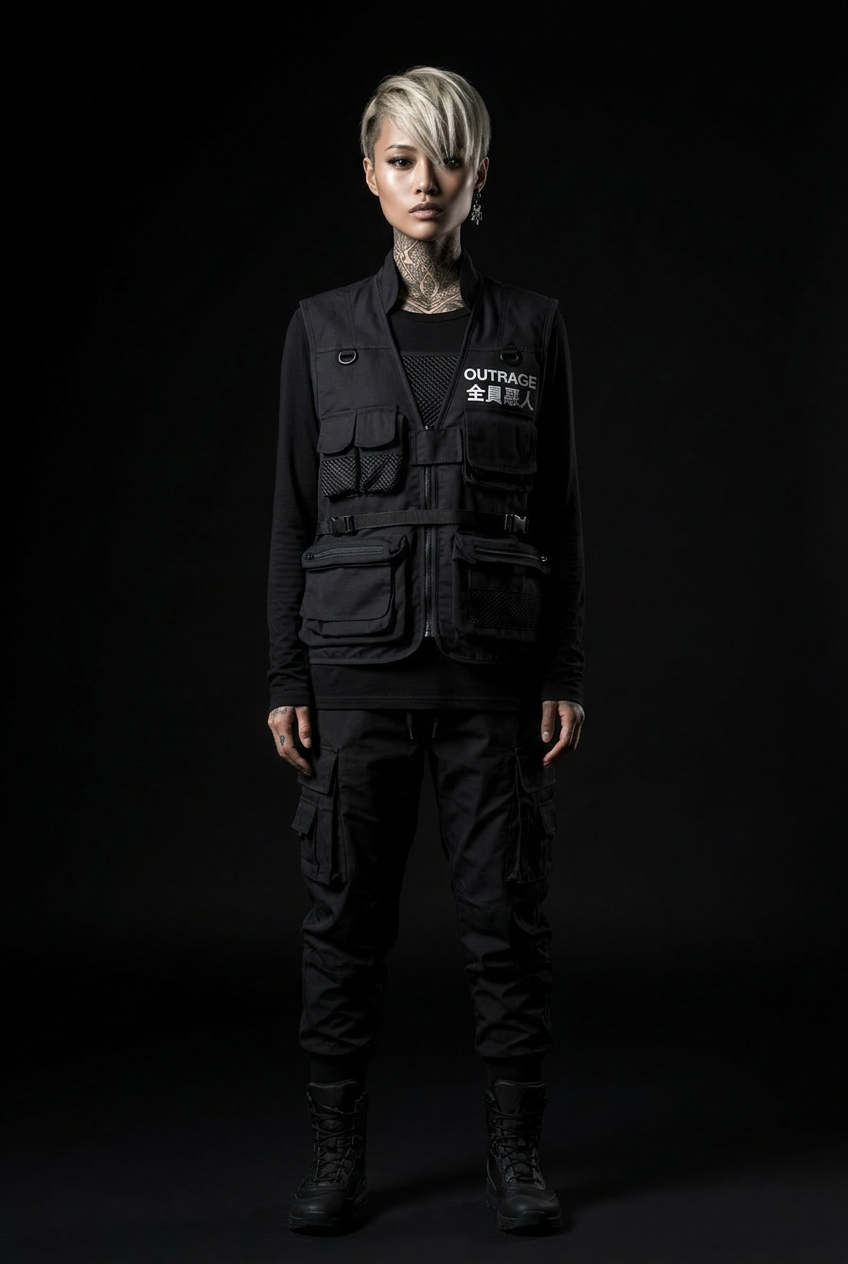 Black windbreaker techwear