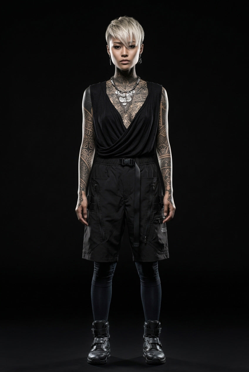 Techwear cargo shorts